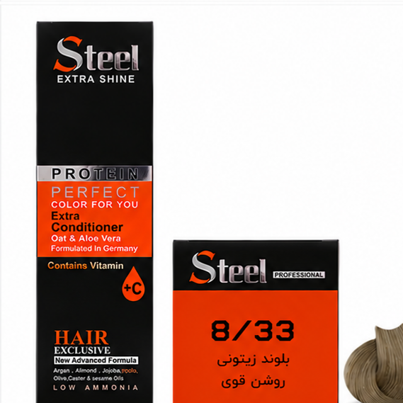 رنگ مو استیل شماره 8.33 بلوند زیتونی روشن قوی