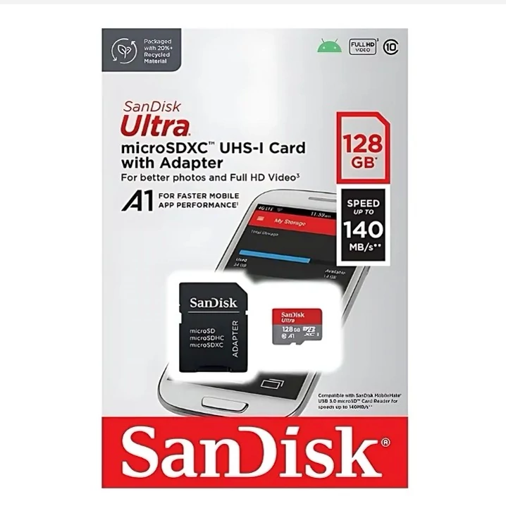 رم 128 گیگ سندیسک sandisk با خشاب و سرعت انتقال 140 مگابایتی