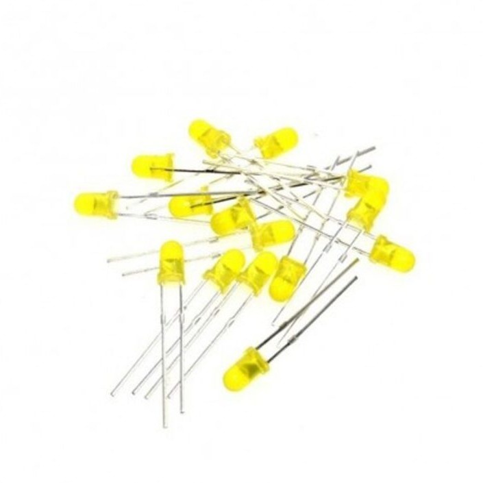 LED خودرنگ زرد 3mm پایه کوتاه