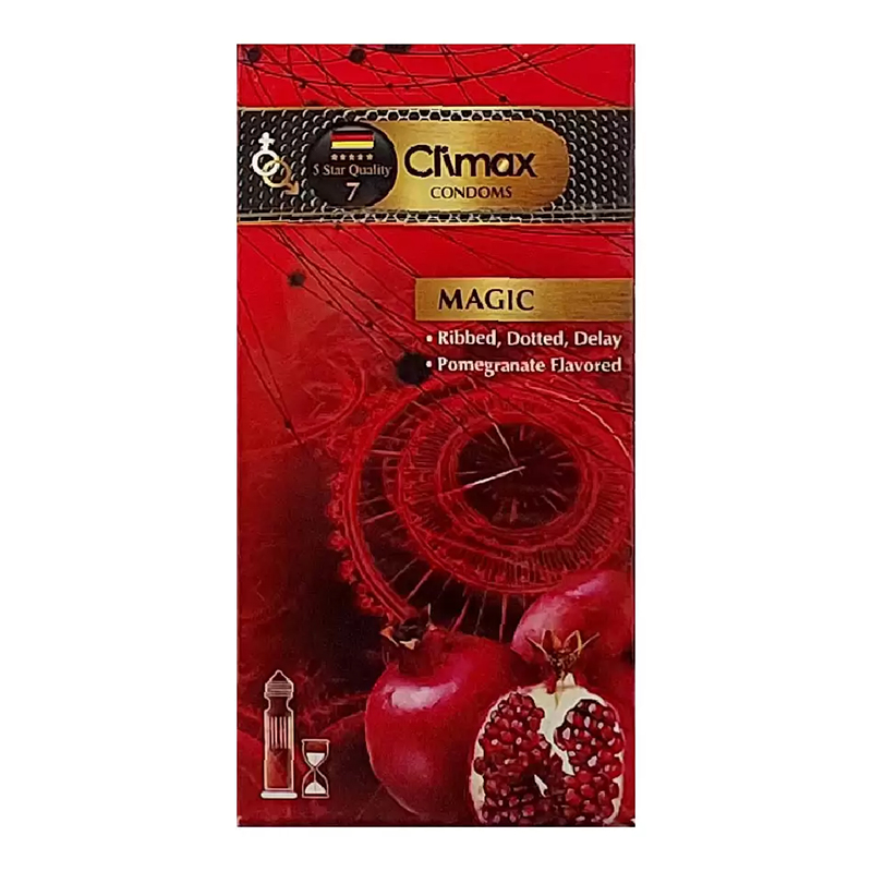 ✨ کاندوم 4 کاره کلایمکس مدل Magic (خاردار، شیاردار، تاخیری و انار) بسته 12 عددی