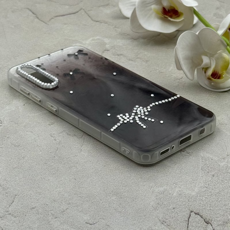 قاب گوشی Galaxy A30S - A50S - A50 سامسونگ فانتزی ماربل IMD لنز نگین دار دور مات دکمه کرومی طرح پاپیون کیوت کد 166187