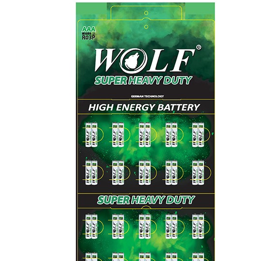 باتری نیم قلمی ورقی Super Heavy Duty ولف (40عددی) کد 4701
