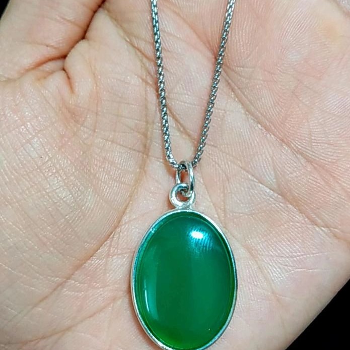 گردنبد سنگی عقیق سبز صددرصد طبیعی