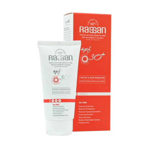 کرم ضد آفتاب فاقد چربی SPF30 راسن مناسب پوست چرب و آکنه دار 50 میلی لیتر