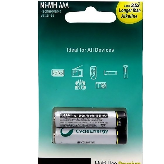 باتری قلمی دوتایی شارژی سونی Sony Cycle Energy AA 2700 mAh