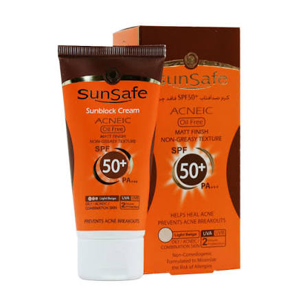 کرم ضد افتاب spf 35 فاقد چربی مناسب برای پوستهای چرب و اکنه ای بژ روشنsunsafe