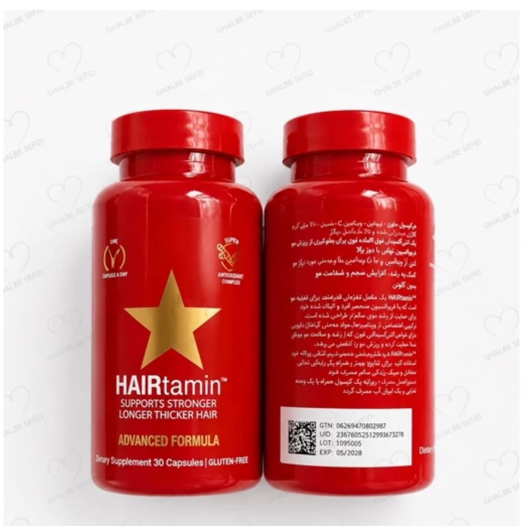 هیرتامین ادونس فرمولا 30 عددی سلامت پوست و مو و ناخن Hairtamin Advanced Formula Hair Supplement 30 Capsulesمکمل