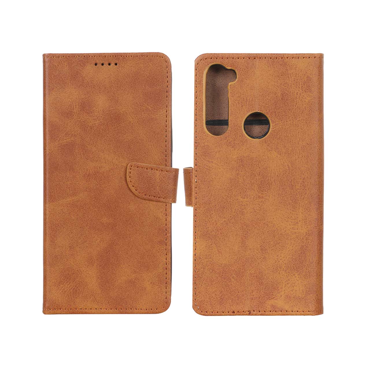 کیف چرمی موبایل مگنتی Xiaomi Redmi Note 8 - عسلی