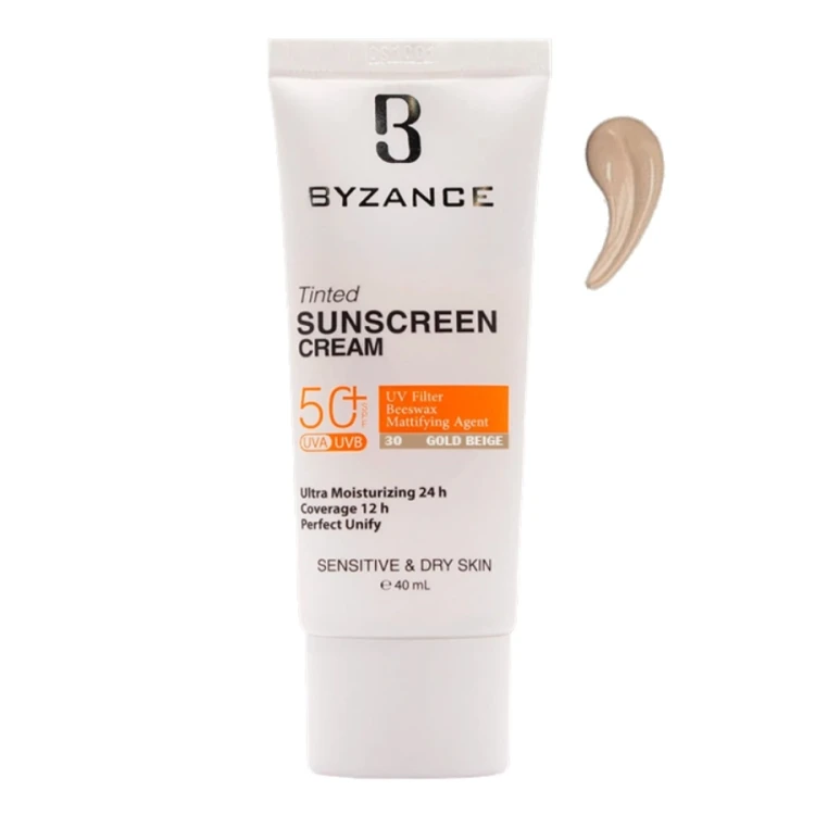 ضد آفتاب رنگی بیزانس مناسب پوست خشک شماره 30 رنگ گندمی(spf50)