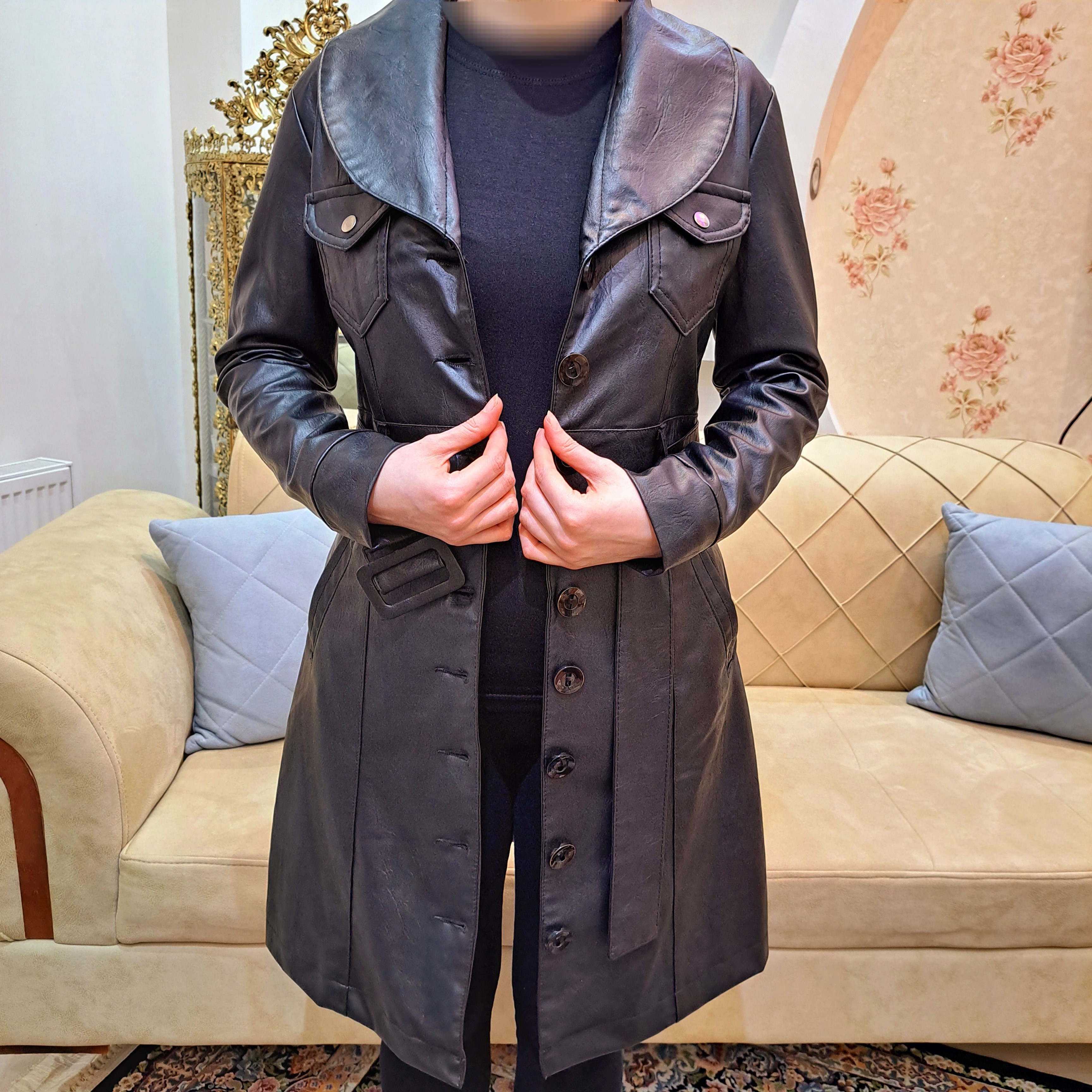 پالتو چرم زنانه مدل دلاریس کد 0410291