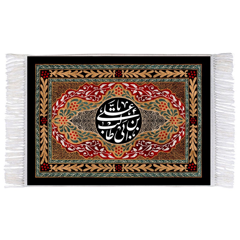 فرش ماشینی دیوارکوب اطلس آبی مدل علی بن ابی طالب کد T3840