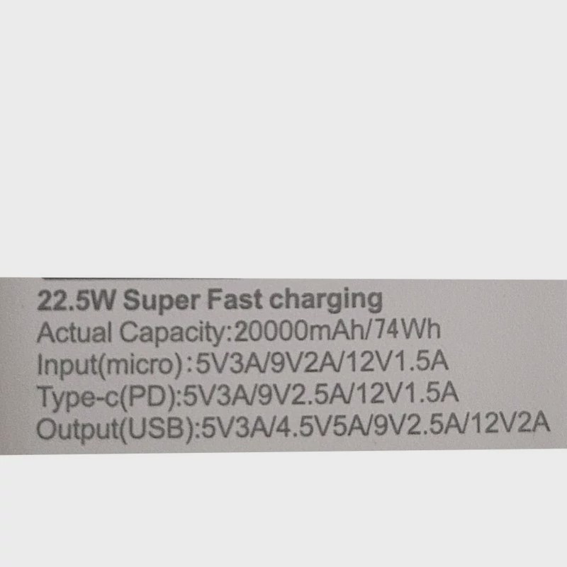 پاوربانک مدل PD22.5QC3.0 FAST ظرفیت 20000 میلی آمپر ساعت