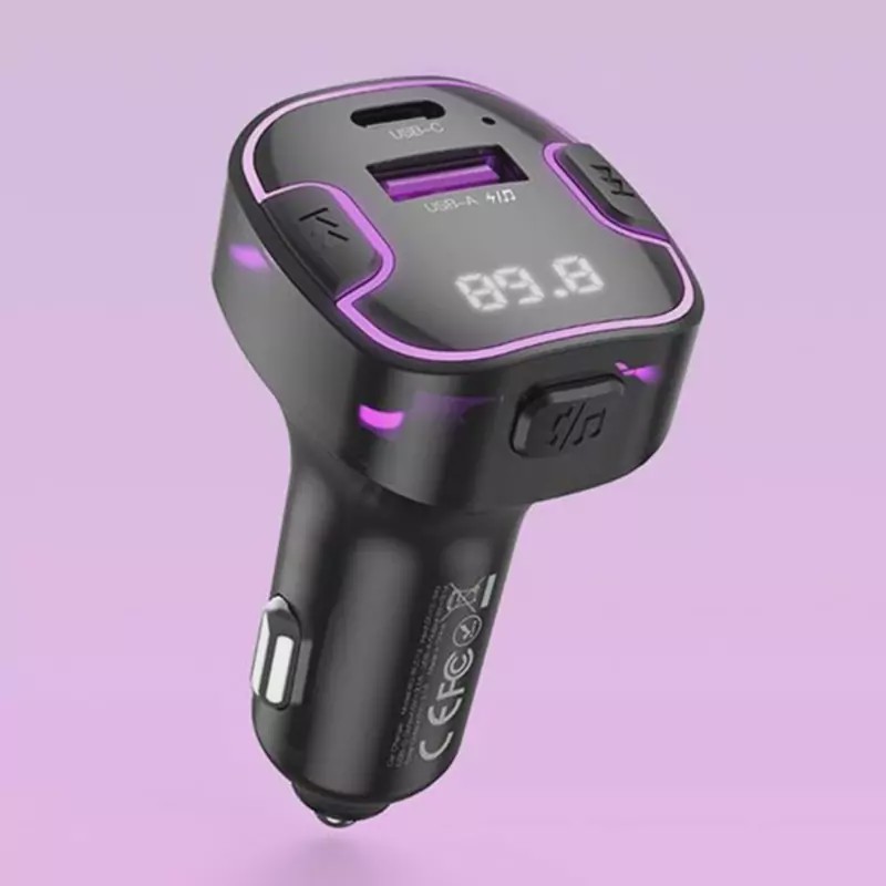 شارژر فندکی فست شارژ ماشین تایپ سی و گیرنده اف ام بلوتوثی ایکس او BCC12
