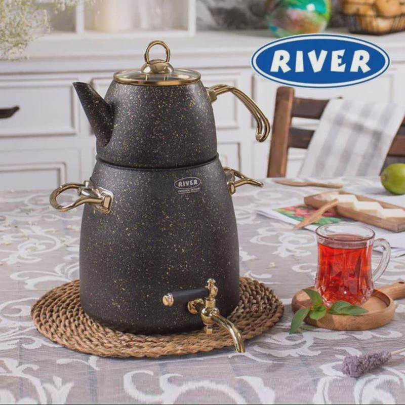 کتری و قوری گرانیتی 4 لیتر RIVER مدل 5832 مشکی با ارسال رایگان