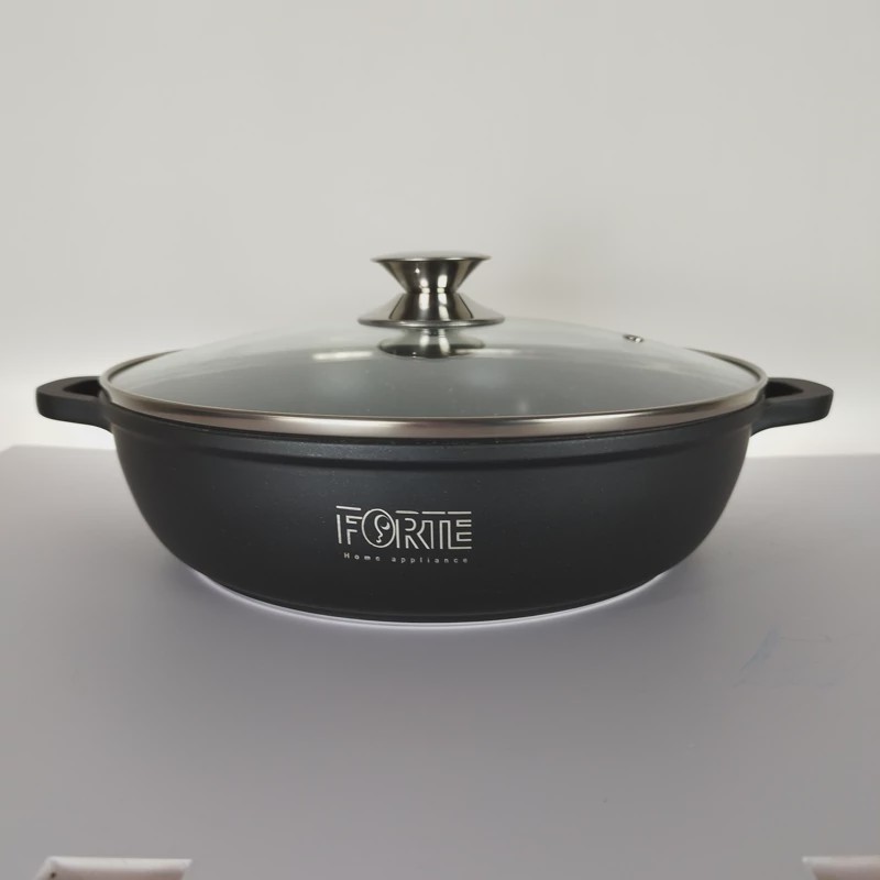 تابه گرانیتی دو دسته سایز 28 برند فورته مشکی FORTE