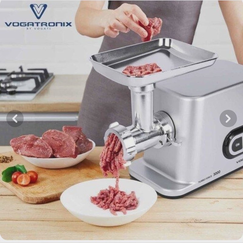 چرخ گوشت خانگی و نیمه صنعتی مارک وگا برقی بسیار قدرتمند با موتور توربو 3000 بدنه سینی مقاوم تیغه ها فولاد (پس کرایه)