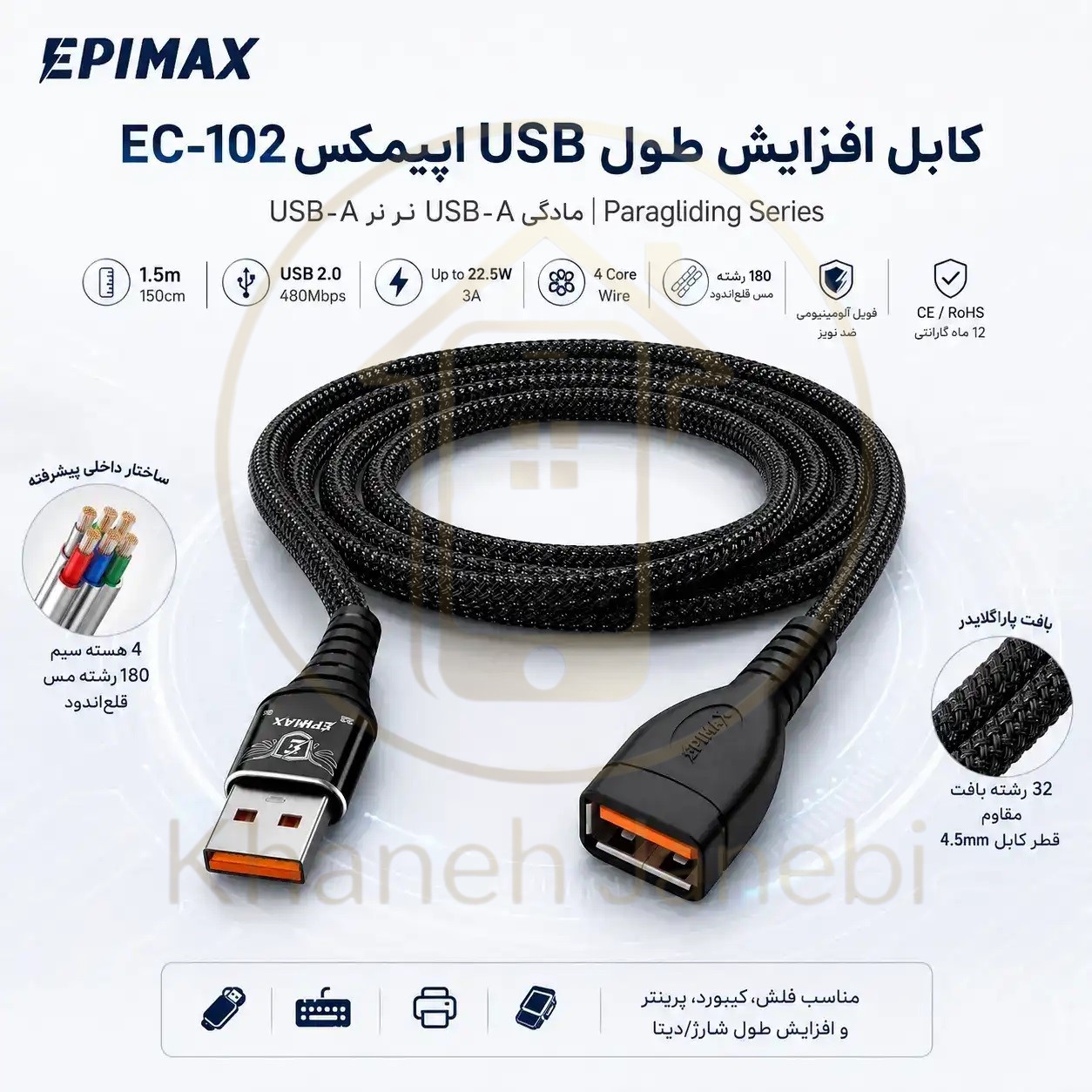 کابل افزایش طول USB اپیمکس EC-102