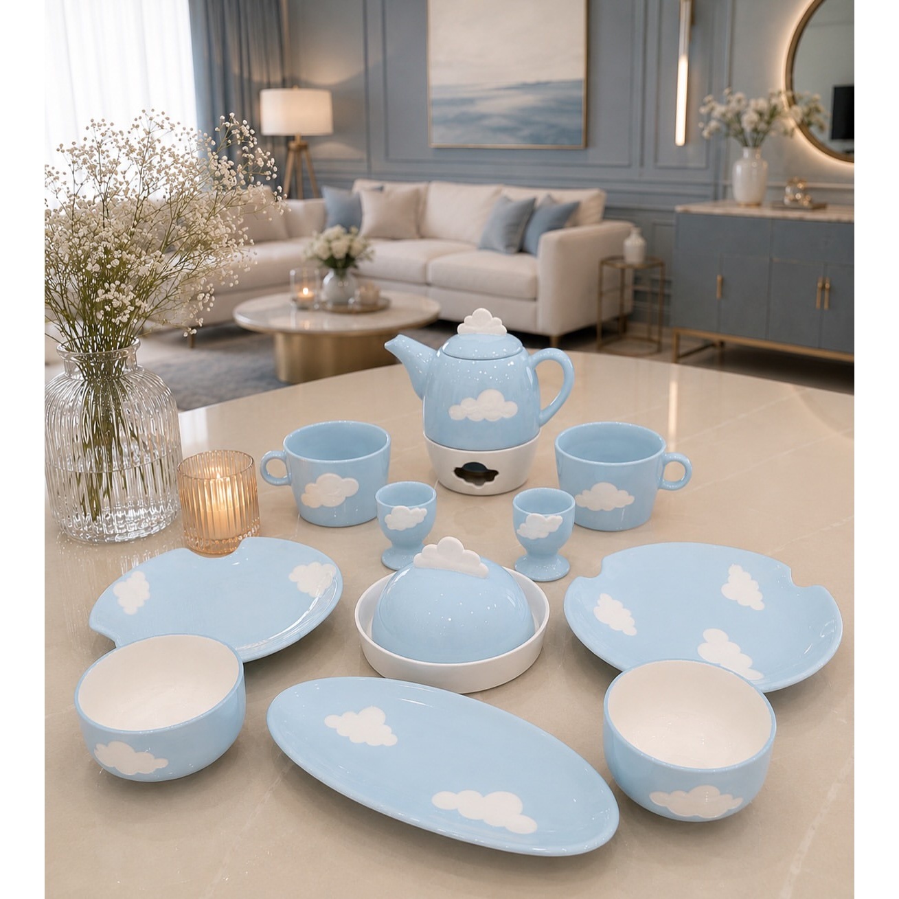 سرویس صبحانه خوری سرامیکی طرح ابر