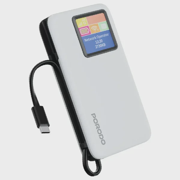 روتر جیبی Porodo 4G LTE با WiFi 6 و پاوربانک 10000mAh مدل PDPBFCH087