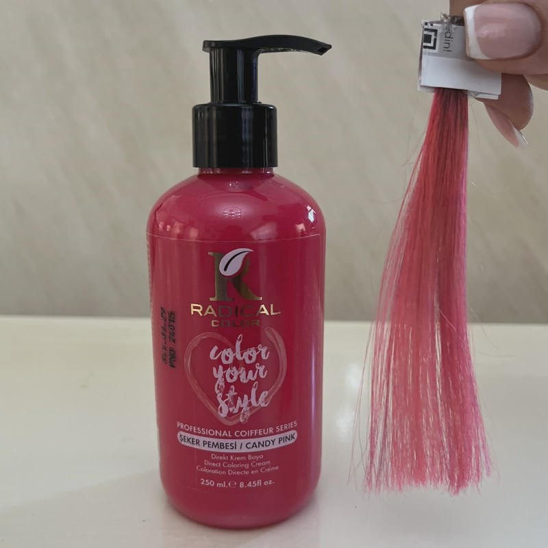 شامپو رنگ مو رادیکال کالر رنگ آب نباتی صورتی Candy Pink حجم 250 میل
