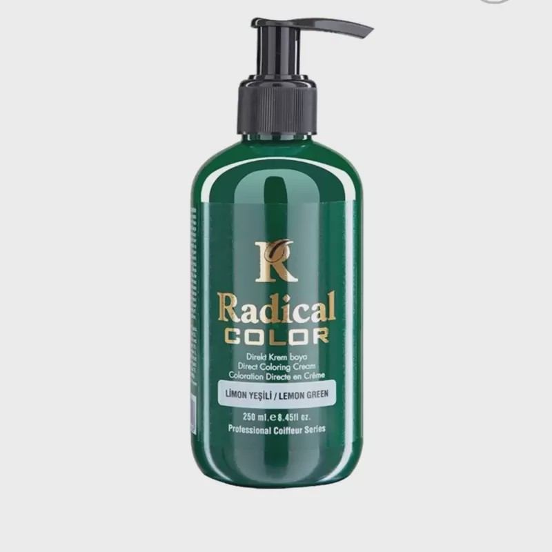 شامپو رنگ مو رادیکال کالر رنگ سبز لیمویی Lime Green حجم 250 میلی لیتر.