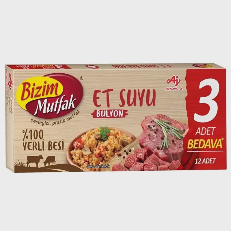عصاره گوشت بیزیم موتفاک Bizim Mutfak مدل Et Suyu بسته 12 عددی وزن 120 گرم