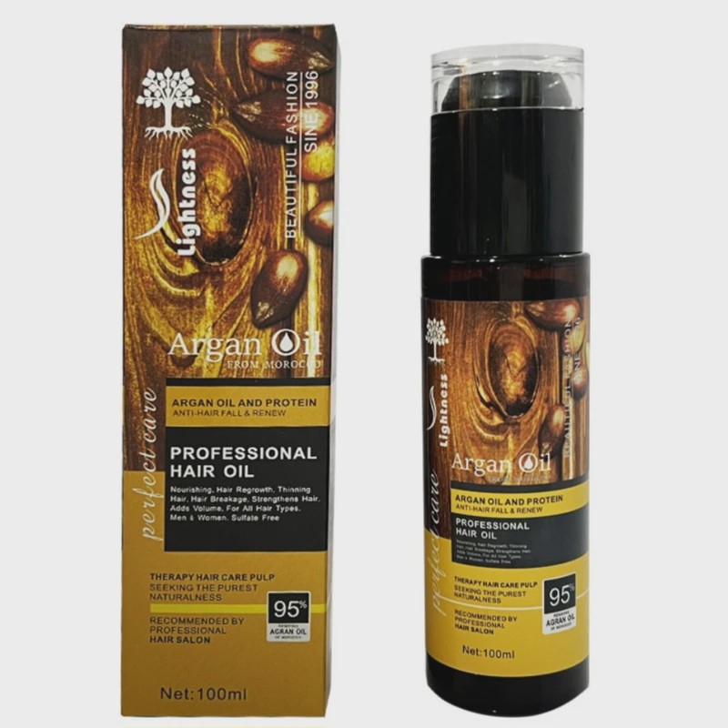 روغن آرگان شیشه ای لایتنسLightnessحجم 100 میلی لیتر اسلواکی