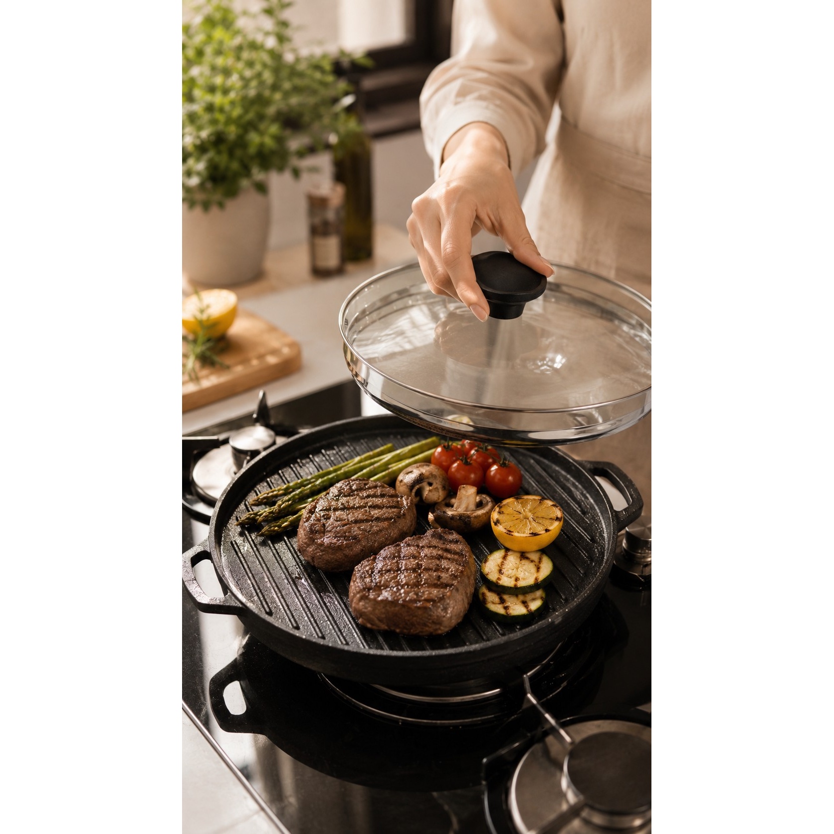تابه گریل چدن دایره ای سایز 35 کی اس تی kst مدل 5805