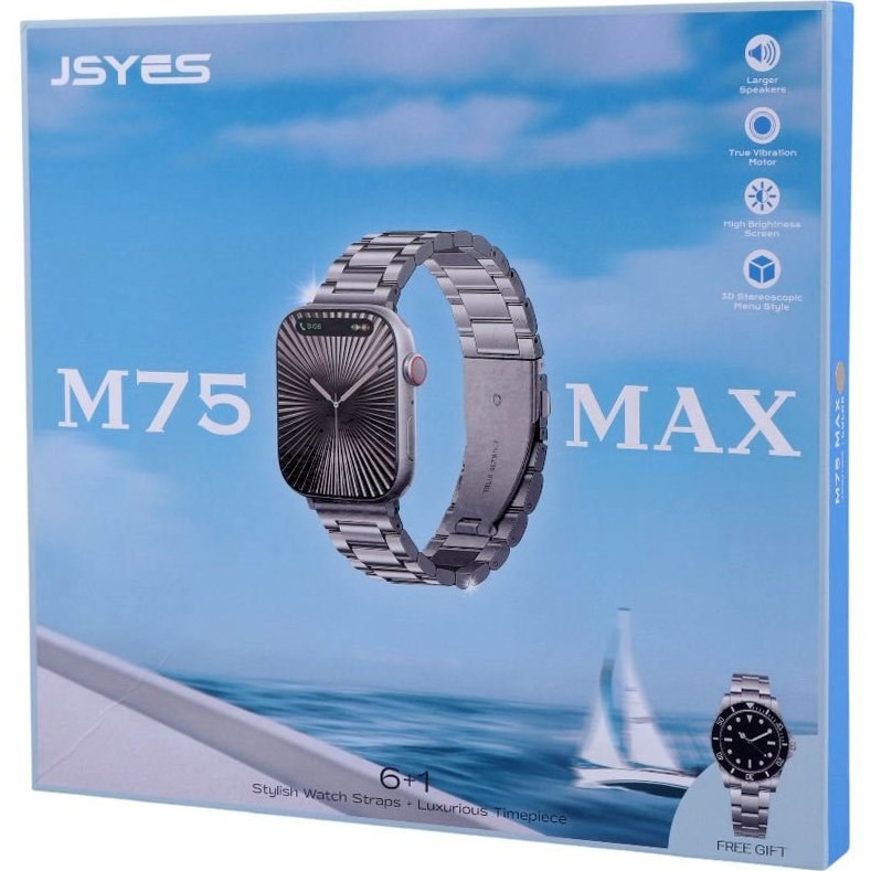 ساعت هوشمند JSYES مدل M75 MAX با بدنه آلومینیومی و بند سیلیکونی