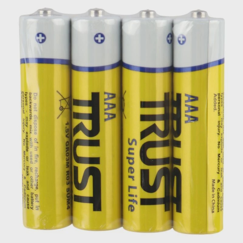 باتری چهارتایی نیم قلمی تراست Super Life R03 شرینک
