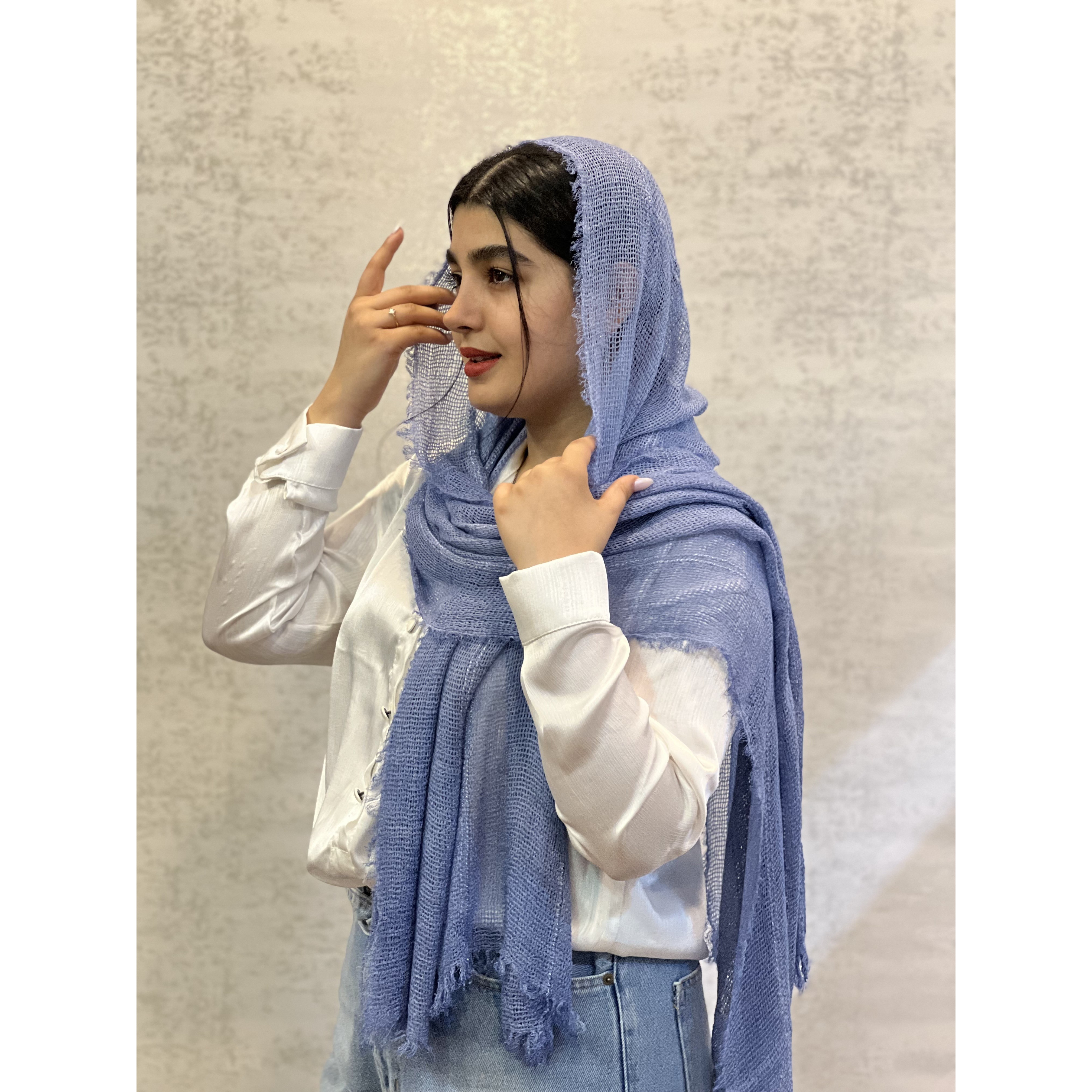 شال کنفی ساده دورریش شیک