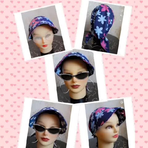 کلاه لبه دار نخی گلدار دخترانه