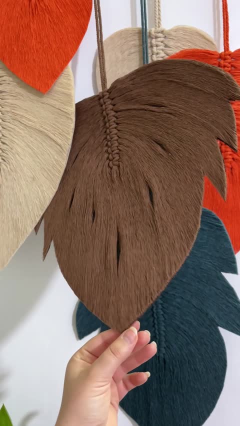 دیوارکوب برگ انجیری مکرومه مدرن پاییزه