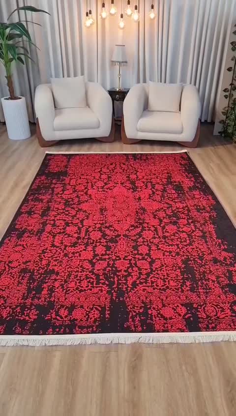 فرشینه طرح مخمل ترک مدل لاکی مایل به نارنجی زمینه مشکی ( پس کرایه )