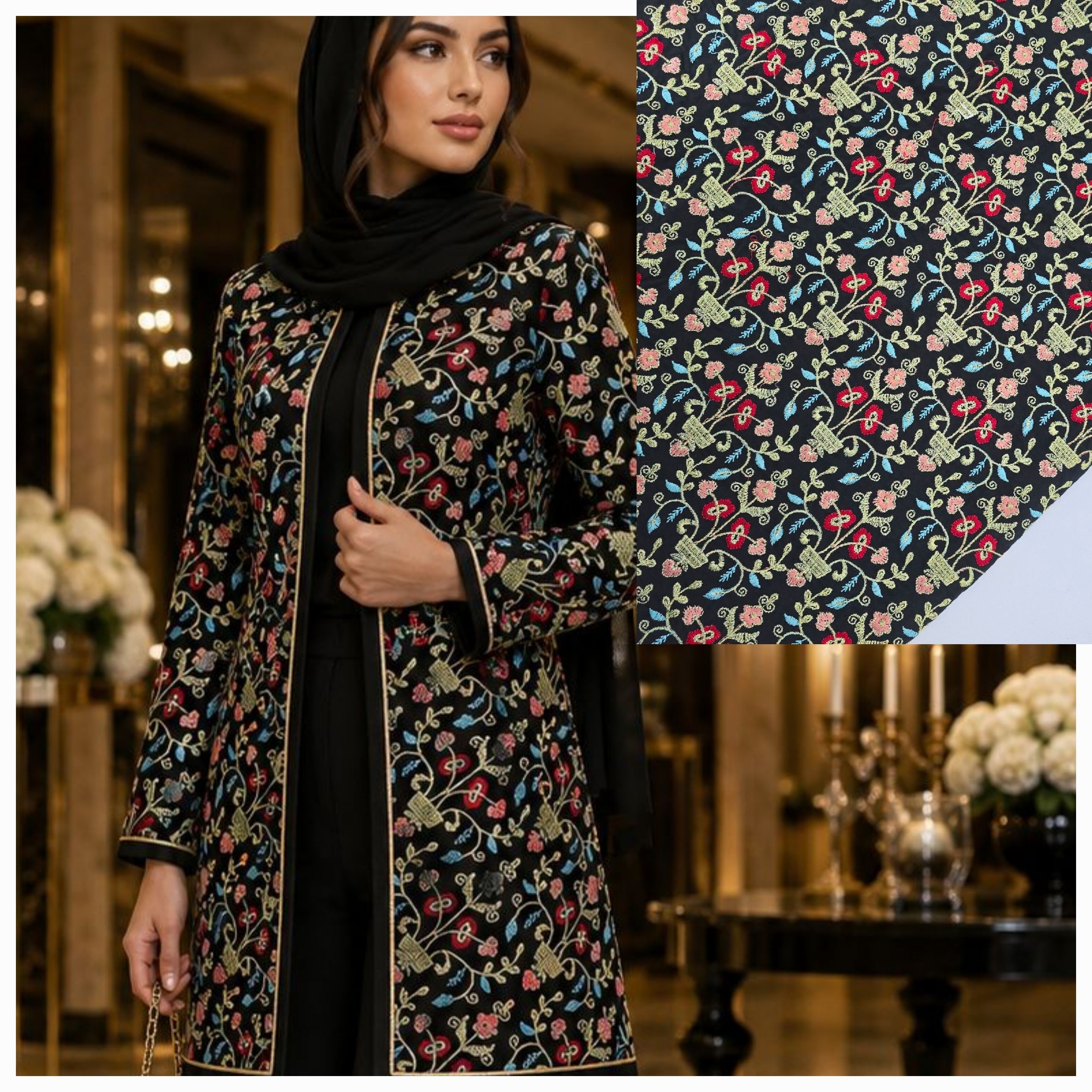 پارچه لینن سوزندوزی پر کار(متری690)