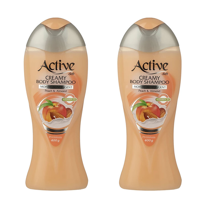شامپو بدن اکتیو مدل Peach And Almond وزن 400 گرم مجموعه 2 عددی