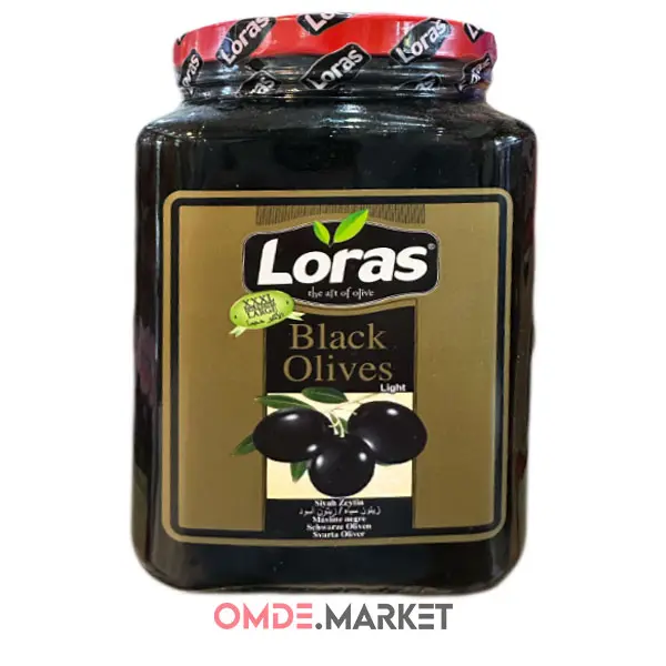 زیتون سیاه Loras لوراس شیشه ای 900 گرمی