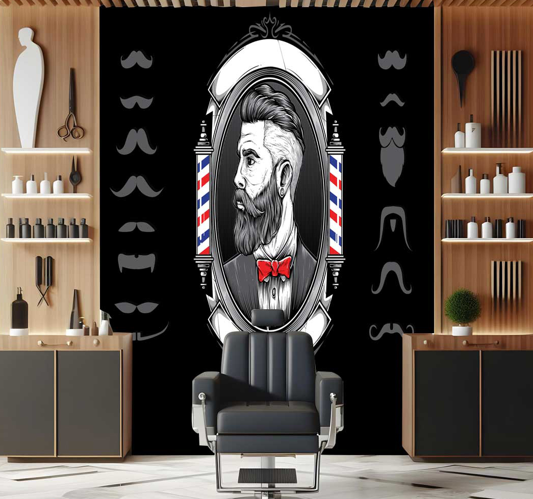پوستر دیواری آرایشگاه مردانه طرح تم مشکی کد mt-83983