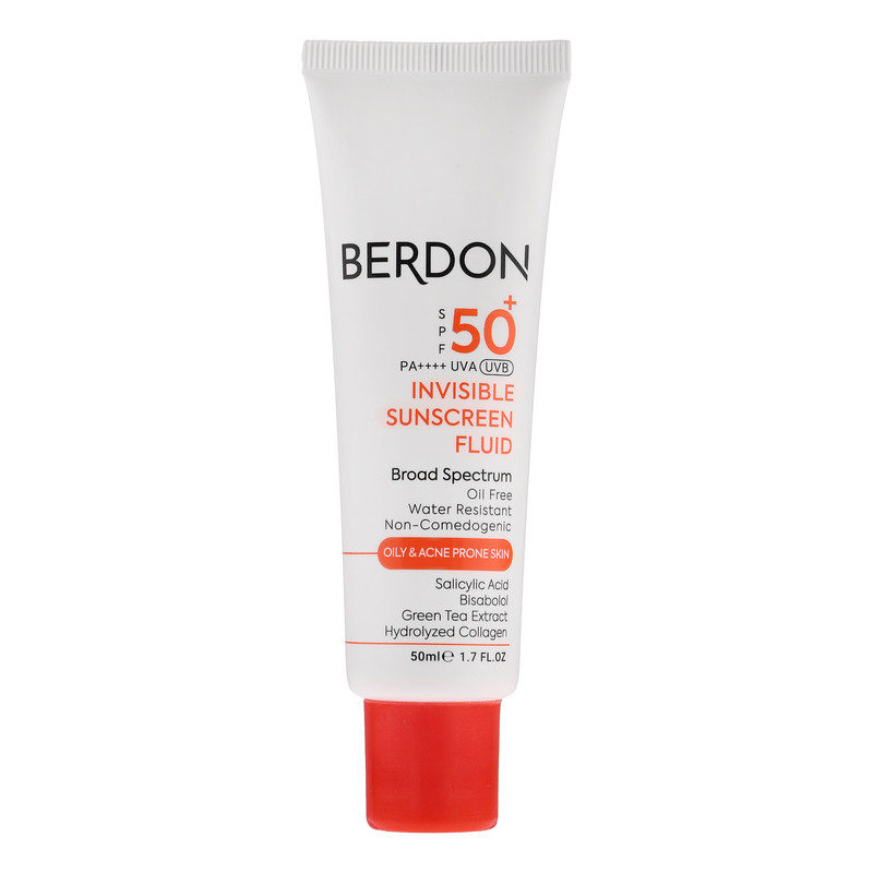 فلوئید ضد آفتاب بدون رنگ صورت بردون spf50 مدل Broad Spectrum محافظ UVA،UVB مناسب پوستهای چرب و آکنهدار حجم 50 میلی لی...