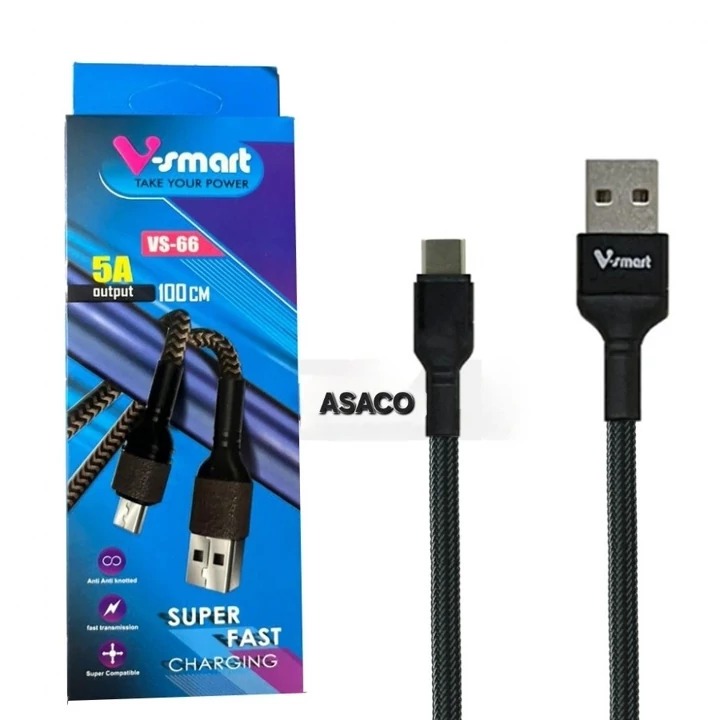  کابل فست شارژ برزنتی TYPE C وی اسمارت V SMART یک متری