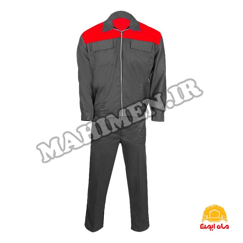 کاپشن و شلوار رنگ طوسی قرمز مدل کارگری کد D37