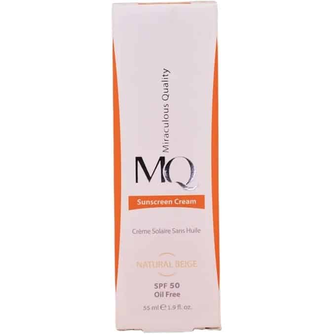 ام کیو کرم ضد آفتاب فاقد چربی رنگ بژ طبیعی با SPF +50