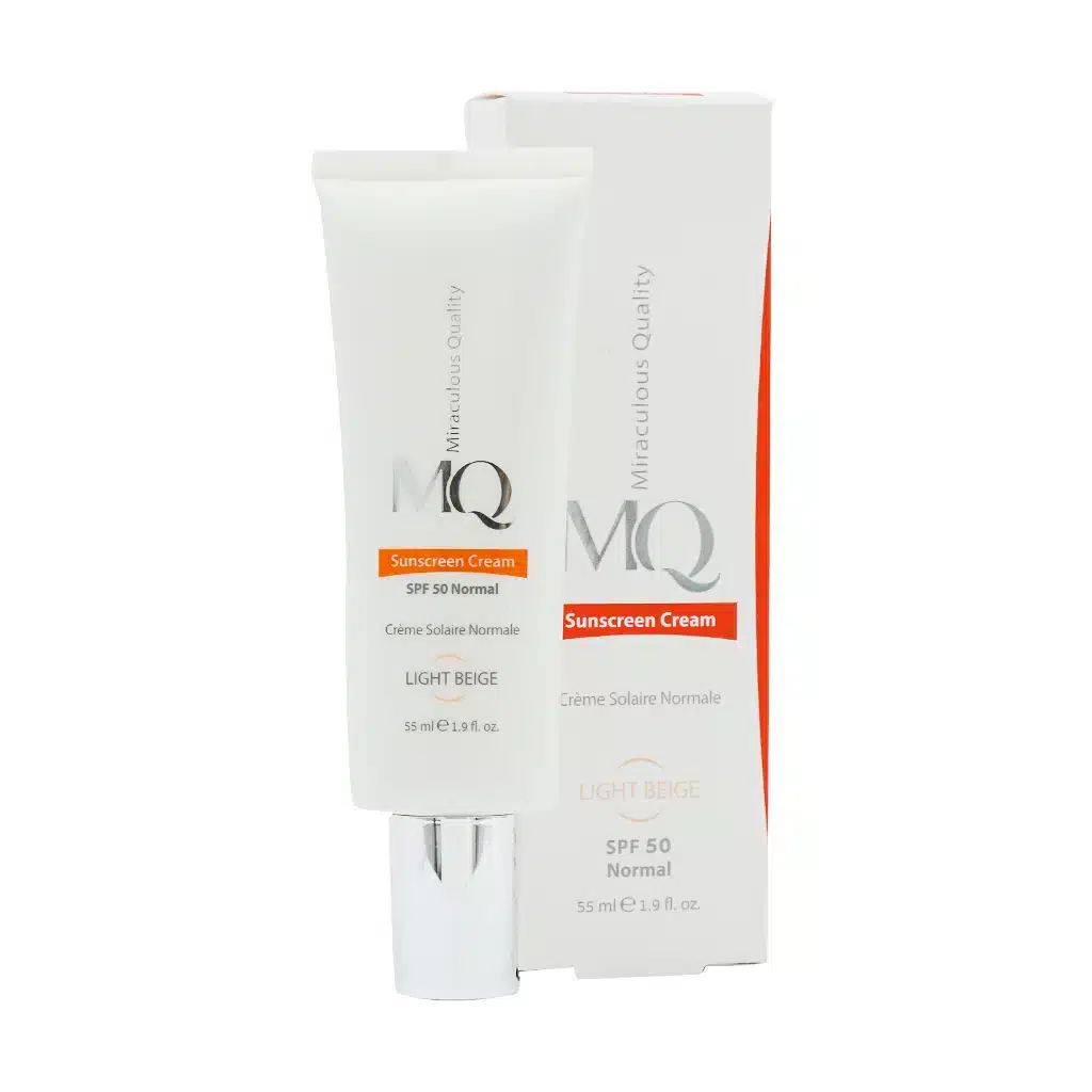 ام کیو کرم ضد آفتاب پوست نرمال رنگ بژ روشن با SPF +50