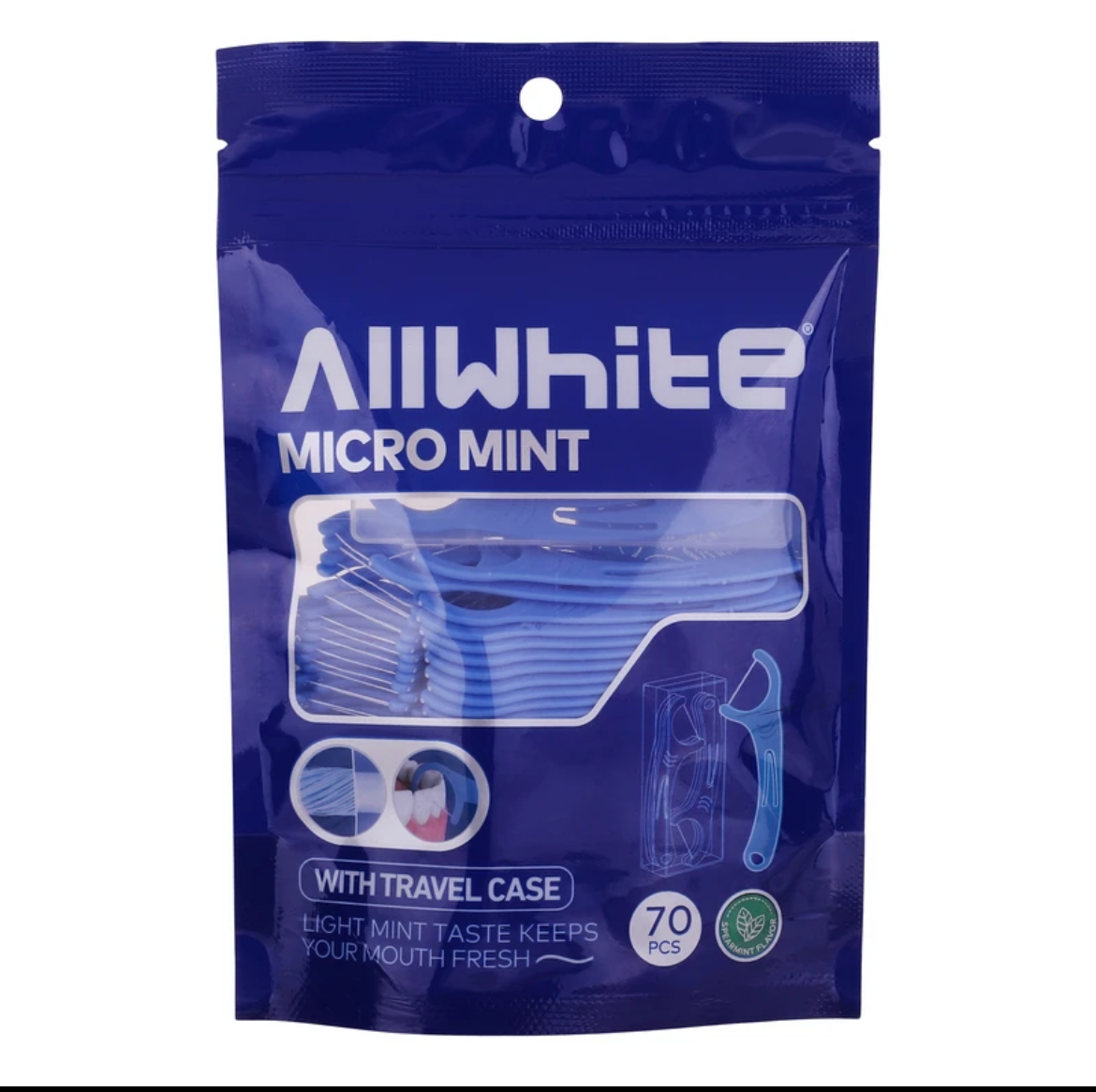نخ دندان آل وایت مدل micro mint بسته 70 عددی