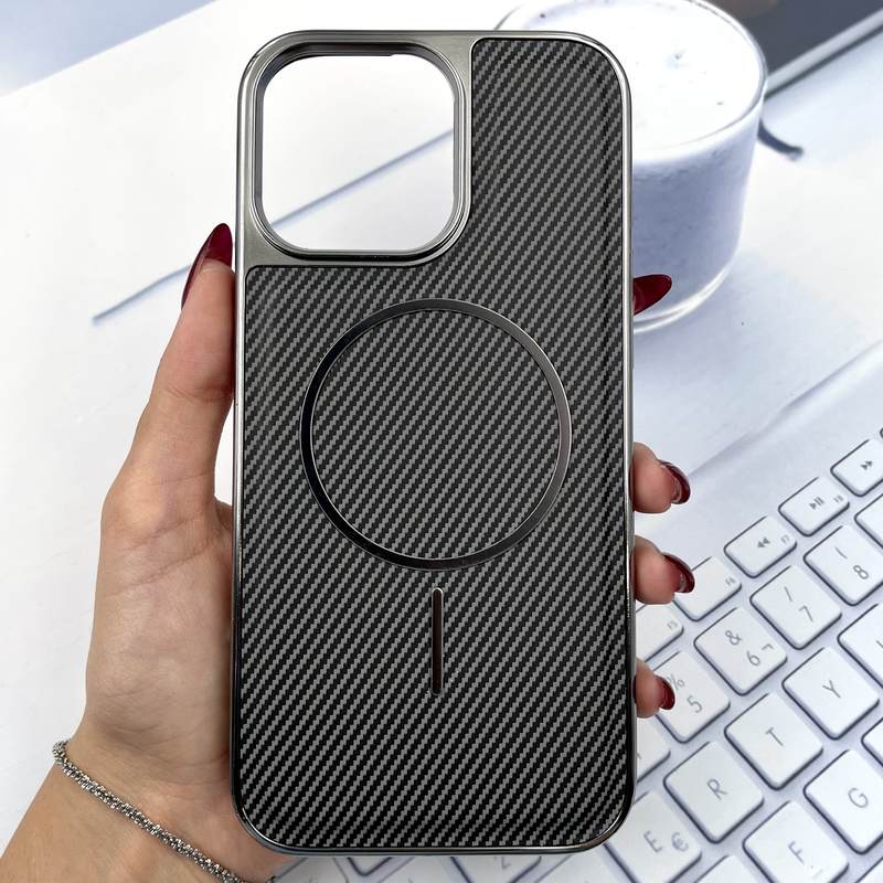 قاب گوشی iPhone 16 Pro Max آیفون Carbon Shield Case کربن مگ سیف فلزی Magsafe اورجینال سوپر اسپرت تیتانیوم کد 283420