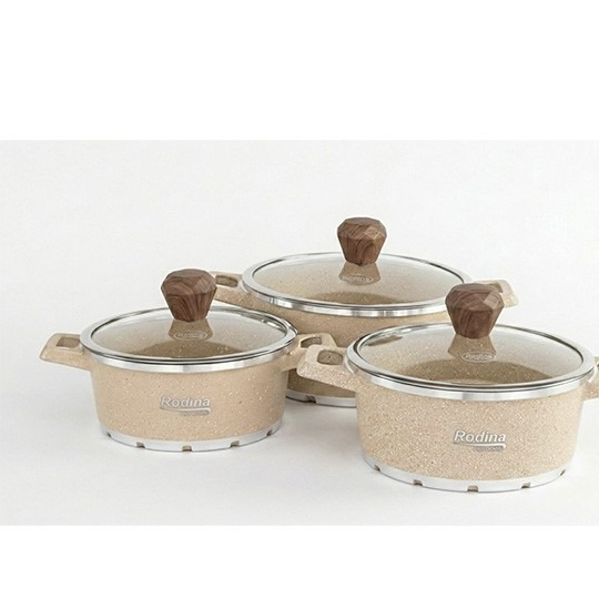 سرویس قابلمه گرانیتی 6 پارچه رودینا مدل M06-26 مشکی