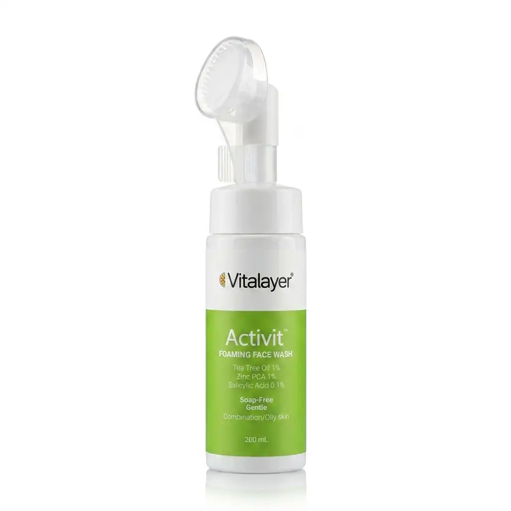 فوم شستشوی براش دار صورت ویتالایر (Vitalayer) مدل اکتی ویت (Activit) مناسب پوست چرب و مختلط حجم 200 میلیلیتر