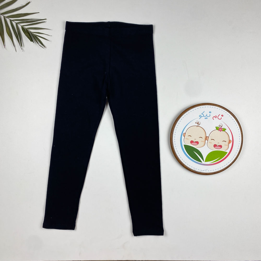 شلوار دخترانه جذب طرح ساده کمرکش مشکی رنگ - 6-7 سال ** نام نیکو **