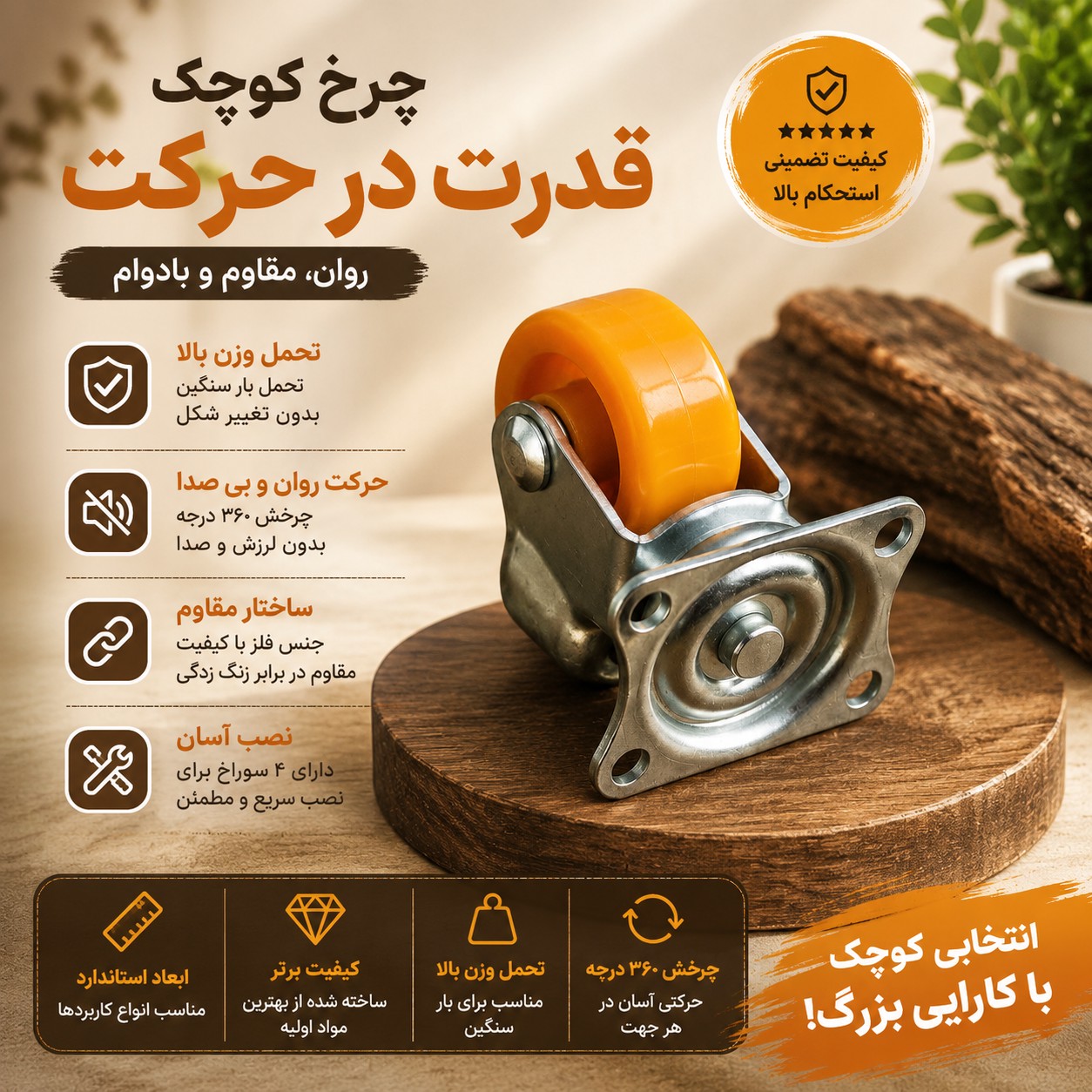 چرخ گردان صفحه ای پلی یورتان 2 عددی