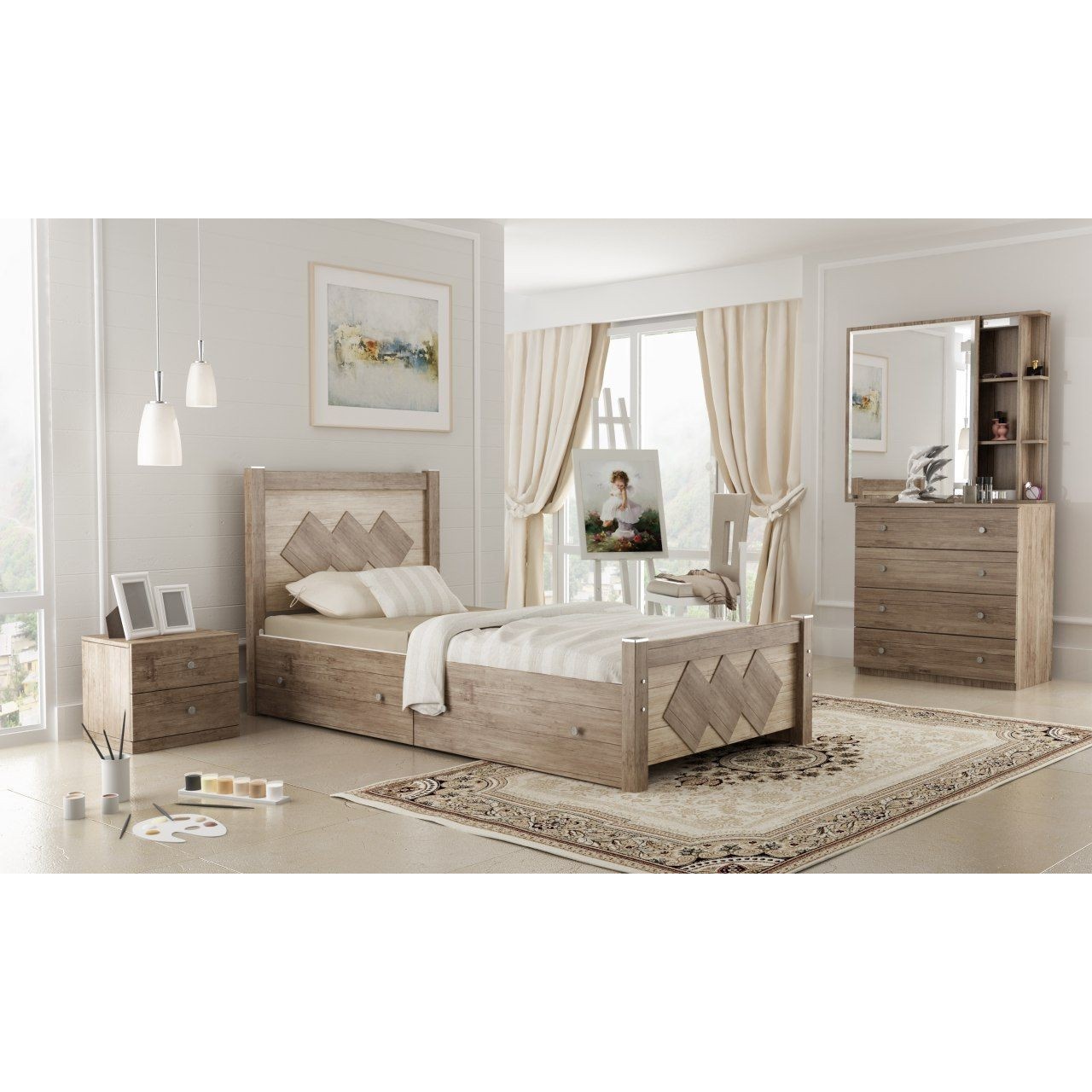 تخت خواب یکنفره مدل ارغوان برند آغاج سایز 200 90
